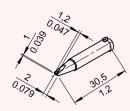 ERSADUR Soldering tip SOLDER SMART, lead-free, 2 mm, chisel shaped with 1,2 mm slot