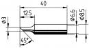 ERSADUR Long-Life lead-free soldering tip, angled face, 3.0 mm Ø