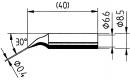 ERSADUR Long-Life soldering tip, pencil point, bent, 0.4 mm Ø