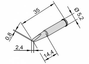 ERSADUR Soldering tip, lead-free, 2,4 mm, chisel shaped, extended 