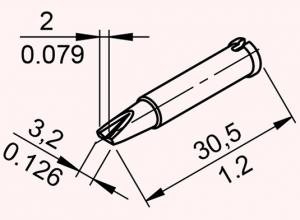 ERSADUR Soldering tip SOLDER SMART, lead-free, 3,2 mm, chisel shaped with 2 mm slot 