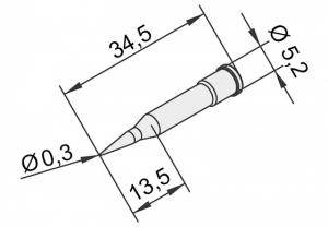ERSADUR Soldering tip, lead-free, pencil point 0,3mm Ø, extended 