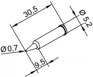 ERSADUR Soldering tip, lead-free, pencil point 0,7mm Ø 