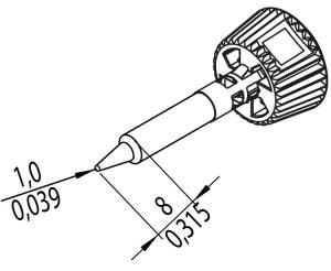 ERSADUR Soldering tip, lead-free, pencil point 1 mm Ø 