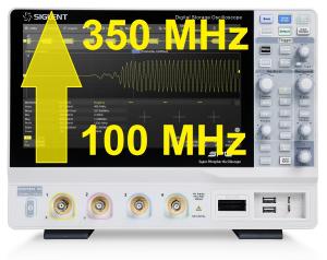 SDS2104X HD osciloskopo dažnių juostos praplėtimas iki 350 MHz 
