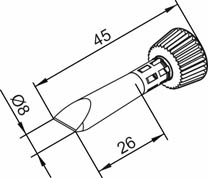 ERSADUR Soldering tip, lead-free, 8 mm, chisel shaped, conical 