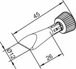 ERSADUR Soldering tip, lead-free, 12 mm, chisel shaped, conical 