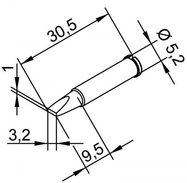 ERSADUR Soldering tip, lead-free, 3,2 mm, chisel shaped 