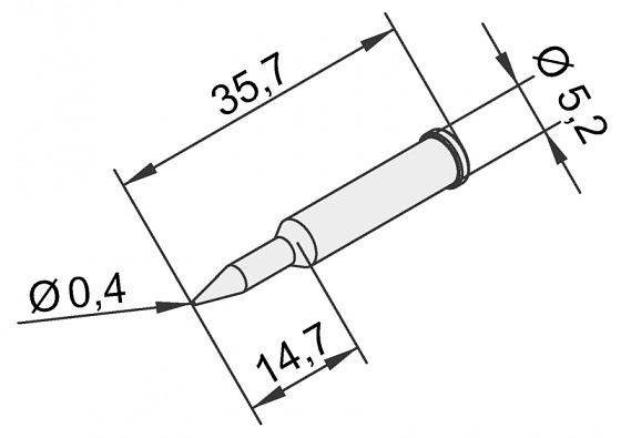 ERSADUR Soldering tip, lead-free, pencil point 0,4mm Ø, extended 