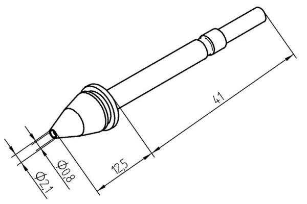 Ilgaamžis ERSADUR išlitavimo antgalis, vidinis Ø 0,8mm, išorinis Ø 2,1mm 