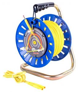 Test lead on a reel with banana plugs; 100m; yellow  